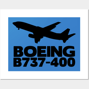 Boeing B737-400 Silhouette Print (Black) Posters and Art